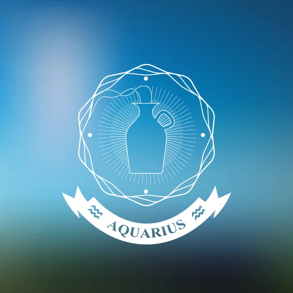 Kova Zodyak işareti, Astroloji, dövme, vintage rozet şeffaf, vektör çizim