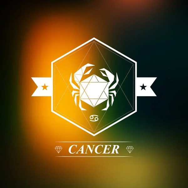 Kanker dierenriem teken, horoscoop, tatoeage, vintage badge transparant, vectorillustratie — Stockvector