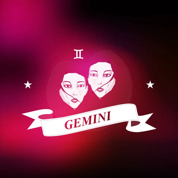 İkizler burç işareti, Astroloji, dövme, vintage rozet şeffaf, vektör çizim
