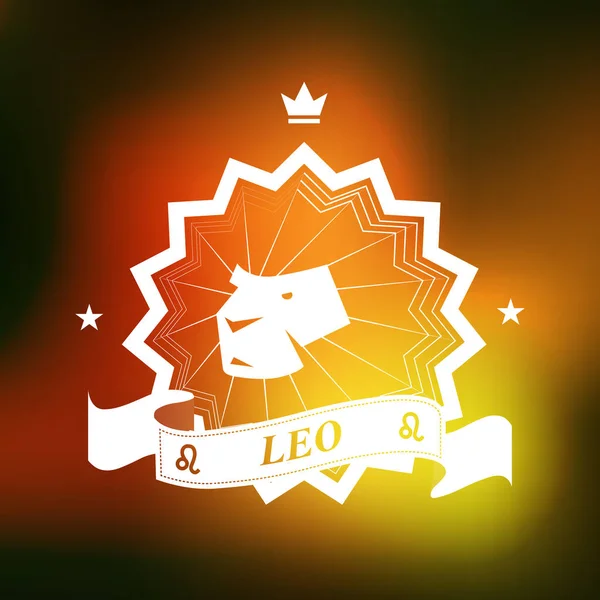 Leo Zodyak işareti, Astroloji, dövme, vintage rozet şeffaf, vektör çizim