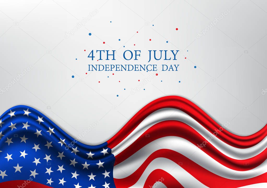 4th of July, United Stated independence day, American national day on USA flag, vector illustration