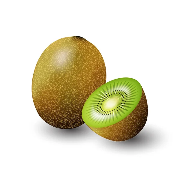 Yeşil Kiwi kırmızı bir buçuk kivi, meyve, vektör