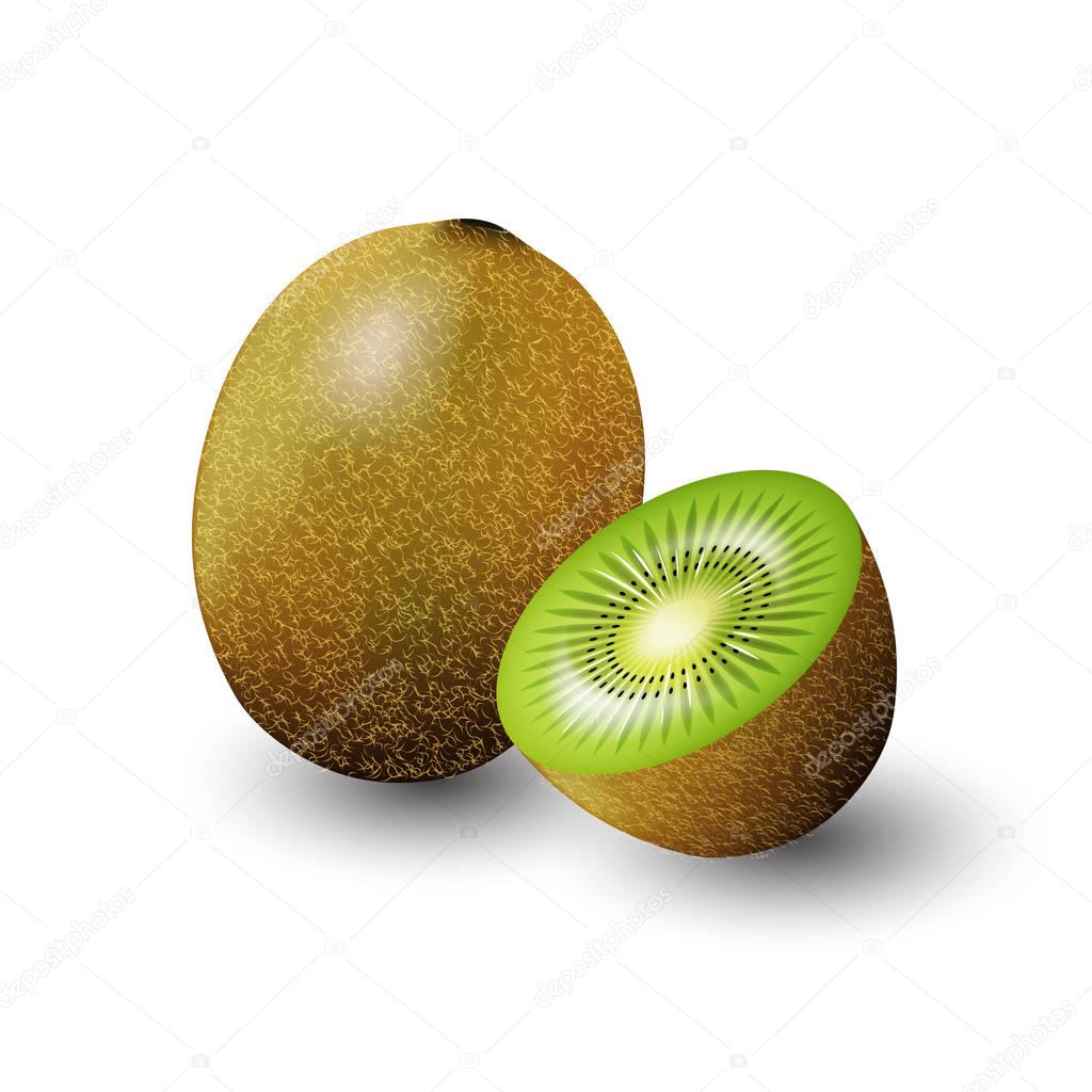 Green Kiwi Red and a half of kiwi, fruit, transparent, Vector eps10