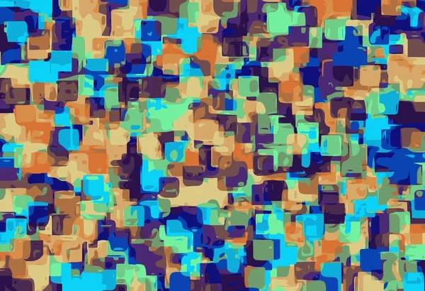 Blått brunt och orange square mönster abstrakt bakgrund — Stockfoto