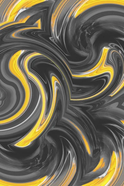幾何学的な黄色と黒の螺旋の絵の抽象的な背景 ストックフォト