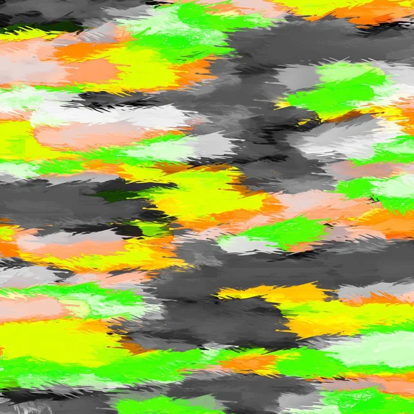 Psychedelic Camouflage Splash Painting Abstract Orange Green Yellow Black — Stock Photo, Image