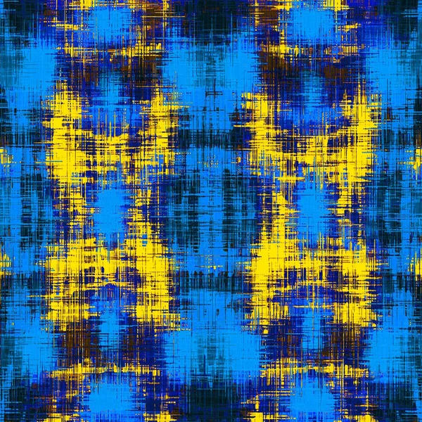 青黄色と黒の幾何学的な格子縞のパターン絵画抽象 — ストック写真