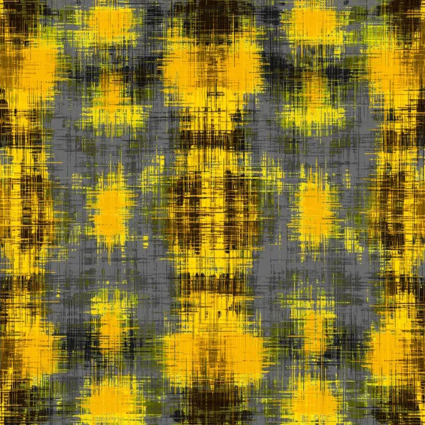 黄褐色と黒の幾何学的な格子縞のパターン絵画抽象 — ストック写真