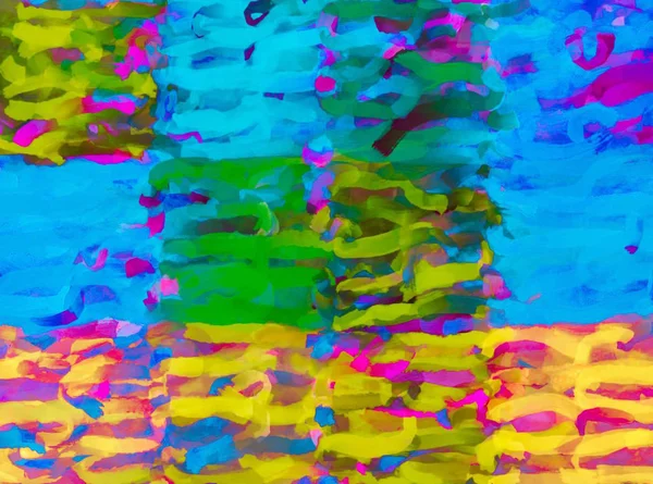 Line Pattern Painting Abstract Blue Yellow Green Pink — Foto de Stock