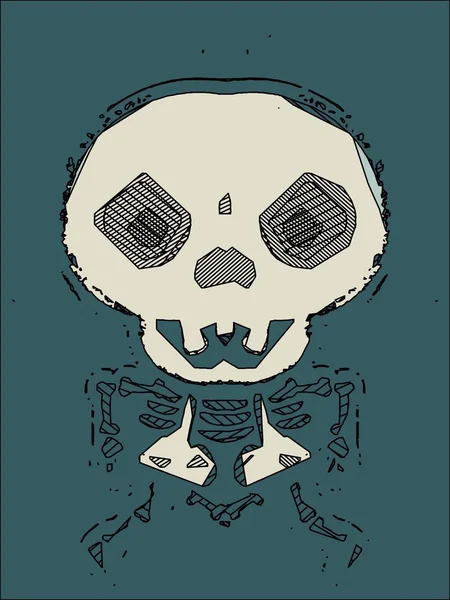 skull and bone graffiti drawing with green background