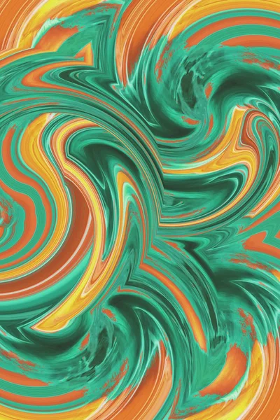 Психоделічний Геометричний Графіті Хвильовий Малюнок Абстрактний Зелено Коричнево Жовтому — стокове фото