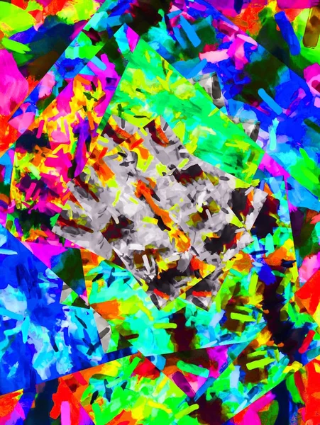 Psychedelische Splash Schilderij Abstract Blauw Groen Roze Oranje Bruin Camouflage — Stockfoto