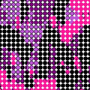 Geometrik daire desenli graffiti mor pembe siyah ile soyut çiziyor