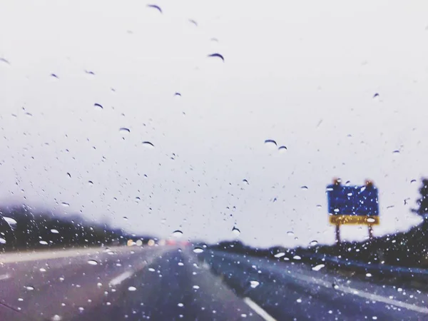 Väg Med Regn Storm — Stockfoto