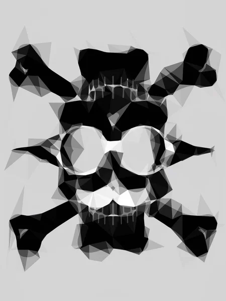 白と黒のサイケデリック スカル アート幾何学的三角形パターン抽象 — ストック写真