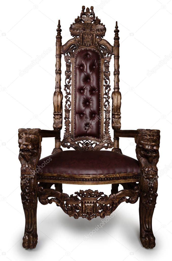 Vintage Throne Chair isolated on White Background