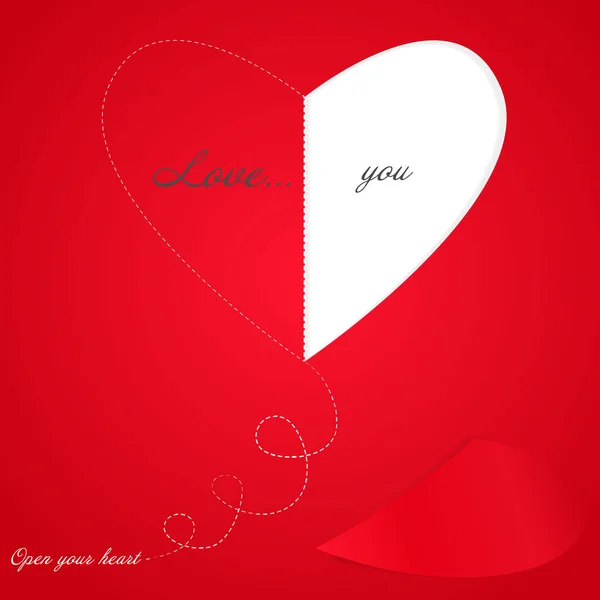 Valentines card with line heart and all you need is love phrase — Stock Vector