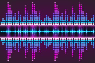 Müzik vektör yendi. Arka plan ışıklar. Soyut ekolayzer. Ses dalgası. Ses Ekolayzır teknoloji. Detaylı vektör bokeh. Metin için yer.