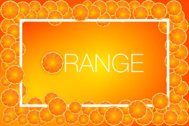 suyu sarı arka plan, vektör çizim üzerinde turuncu meyve dilimleri