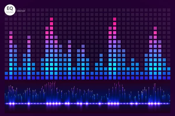 Müzik vektör yendi. Arka plan ışıklar. Soyut ekolayzer. Ses dalgası. Ses Ekolayzır teknoloji. Detaylı vektör bokeh. Metin için yer.