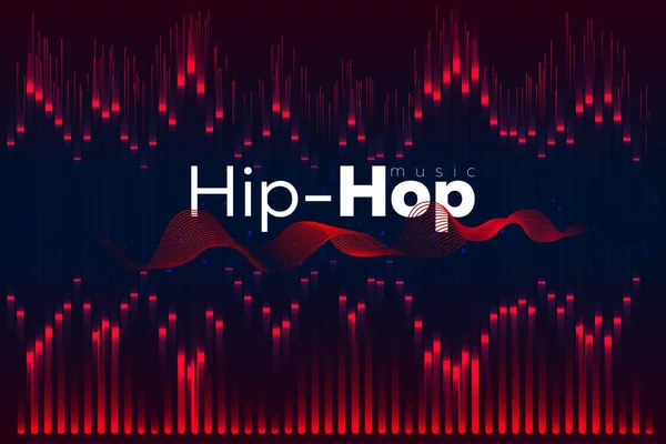 Ses dalgası. Bir kırmızı müzik ekolayzer vektör Illustration. Müzik iyidir. Hip-Hop