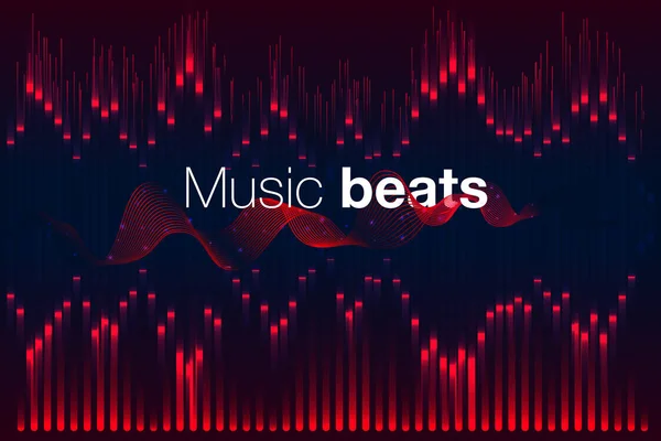 Ses dalgası. Bir kırmızı müzik ekolayzer vektör Illustration. Müzik iyidir. Hip-Hop