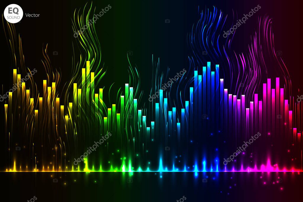 Music beat vector. lights background. Abstract equalizer. Sound Wave