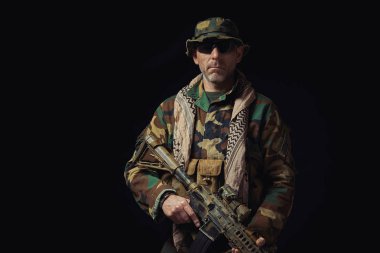 soldier of the American special forces in Afghanistan poses with clipart