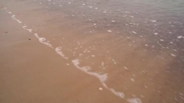 Kumlu sahil manzarası ve yumuşak deniz dalgaları