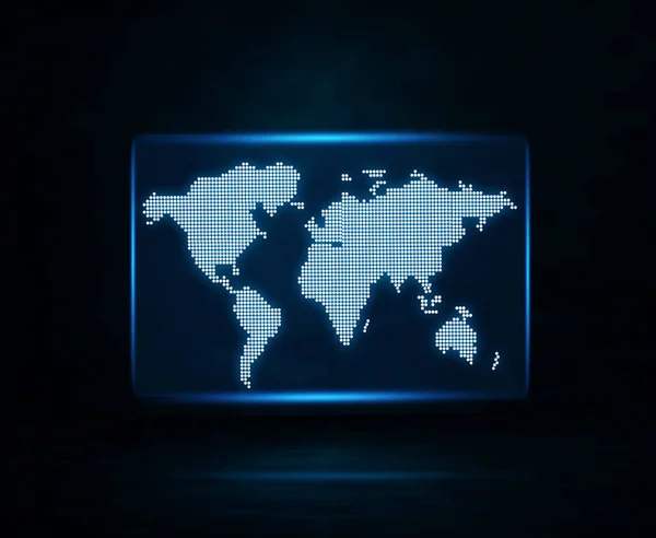 Mapa świata z niebieskim ekranie. — Zdjęcie stockowe