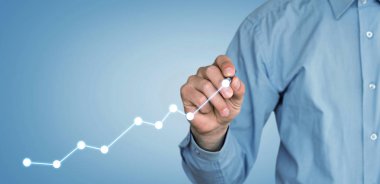 Mali tablosu olan adam. Büyüme kavramı.