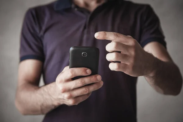 Hombre Usando Smartphone Tecnología Contacto — Foto de Stock