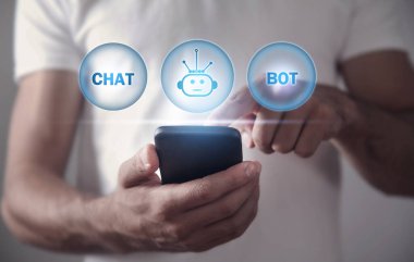 Chatbot konsepti. Robot! Yapay Zeka. Destekle