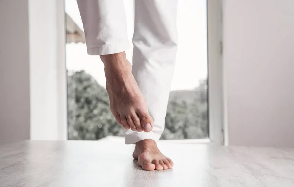 Caucasian Sports Man Doing Body Activity Office — Stock Photo, Image