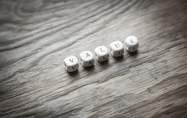 Word Value Wooden Cubes — Stock Photo, Image