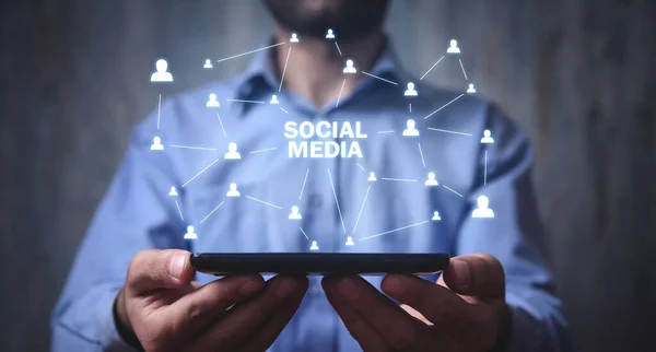 Sociala Medier Nätverk Teknik Kommunikation — Stockfoto