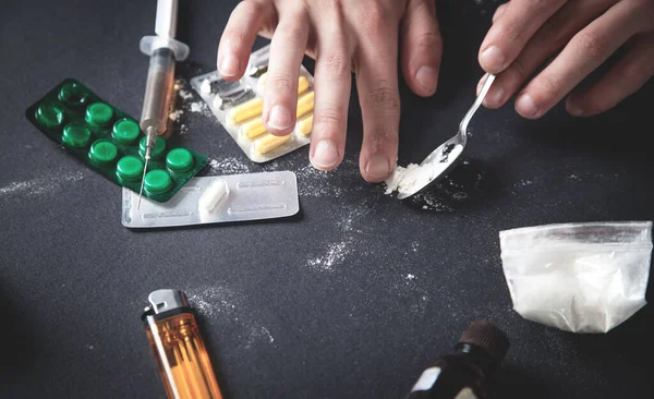 Drug Addict Taking Cocaine Addiction — Stock Photo, Image