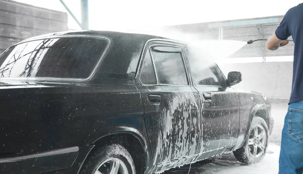 Mycie Samochodów Proces Mycia Myjni Samoobsługowej — Zdjęcie stockowe