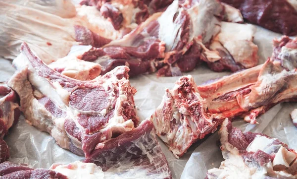 Trozos Grandes Carne — Foto de Stock