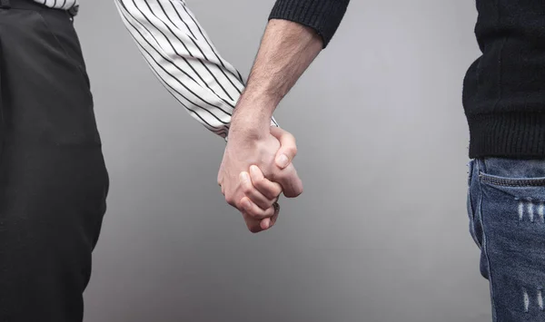 Man Woman Hands Grey Background — Stock Photo, Image