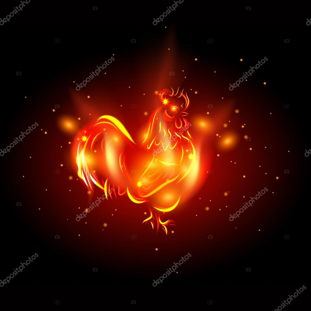Rooster 2017.Red fire rooster - symbol of new year 2017 in Chinese calendar. Abstract illustration of rooster
