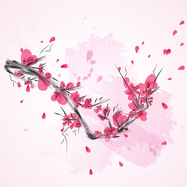 Абстрактная сакура японская вишневая ветвь — стоковый вектор