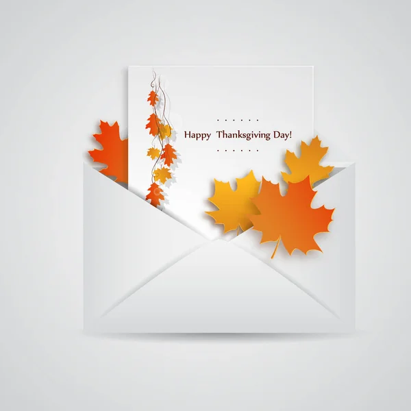 Vektör çizim zarf ve sonbahar yaprakları ile.