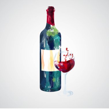 şişe ve kadeh kırmızı şarap çekilmiş örnek el