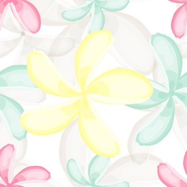 Vintage tarzı Plumeria çiçekler ile Seamless Modeli.