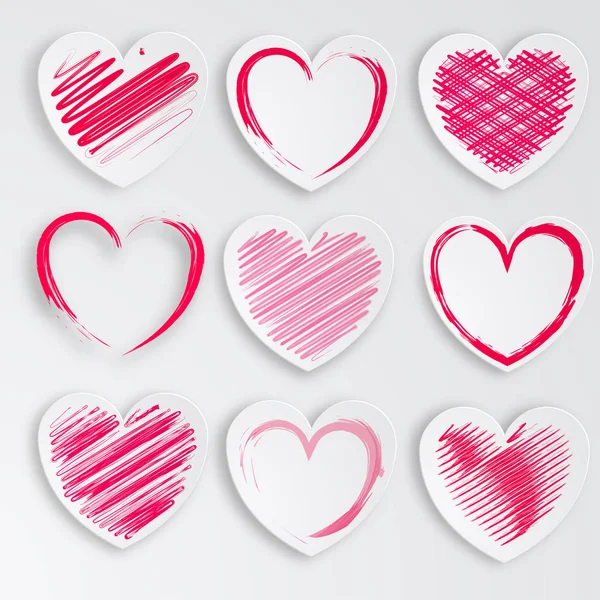 Heart paper stylized set — Stock Vector
