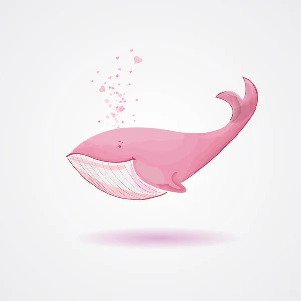 Karikatura růžové velryba izolované — Stockový vektor