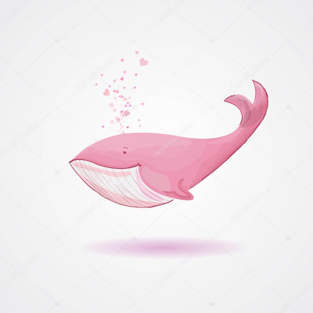 pink whale cartoon isolated