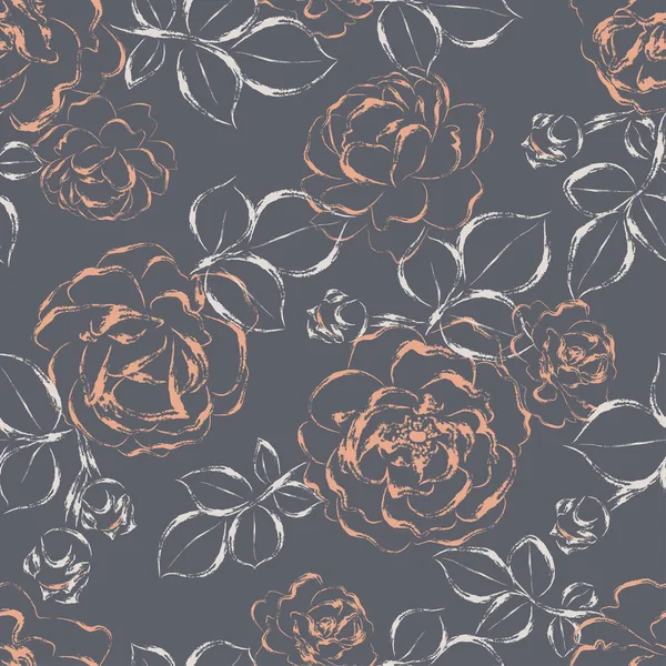 Beautiful seamless pattern with garden roses. — Stock Vector