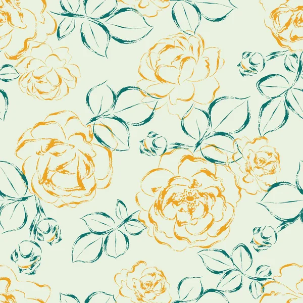 Beautiful seamless pattern with garden roses. — Stock Vector